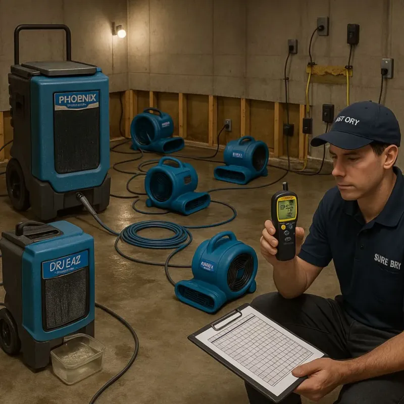 Structural Drying and Dehumidification process in West Falmouth, MA